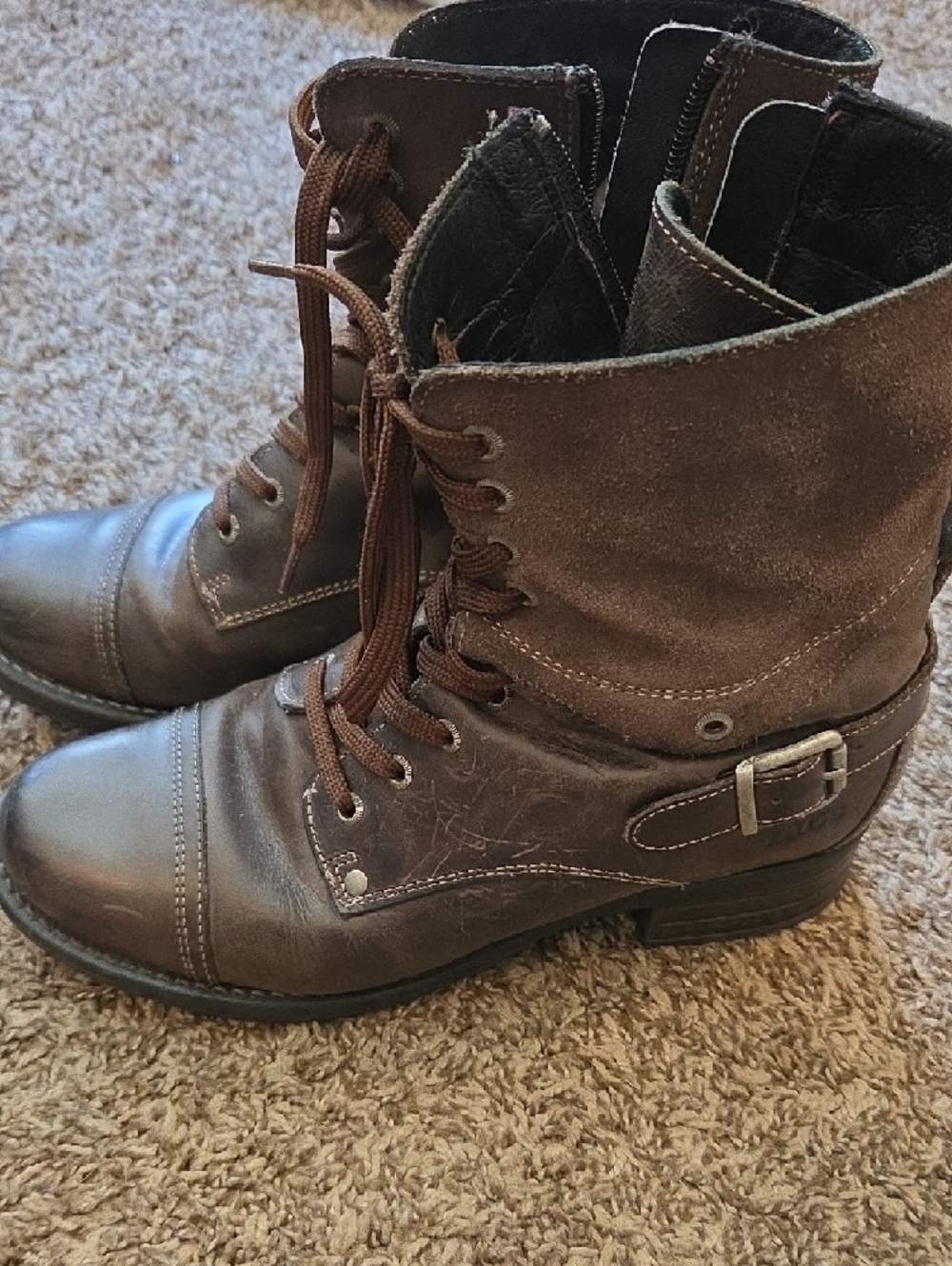 Taos Womens Brown Lace-Up Leather Boots - Picture 2 of 7